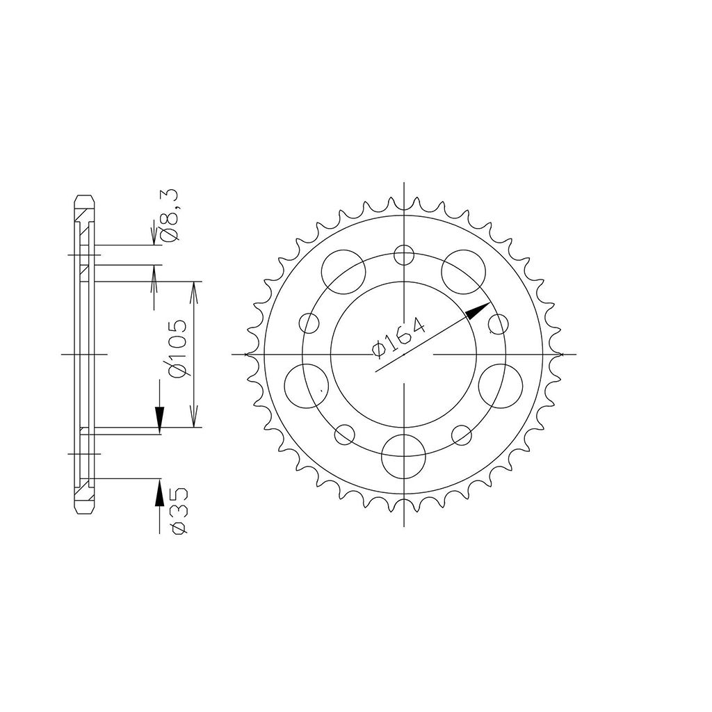 Esjot Kettenrad STAHL #525 47 Zähne