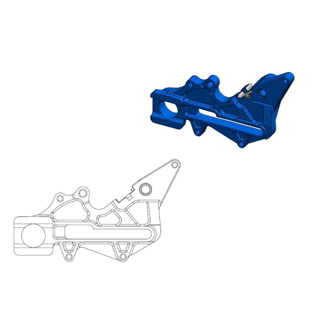 Moto-Master Bremssattel-Adapter Factory hinten 220 mm Ø blau
