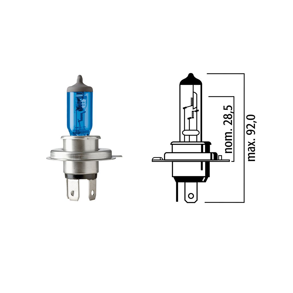 Flösser Lampe 12V 60/55W P43t Mega H4 blau VPE1