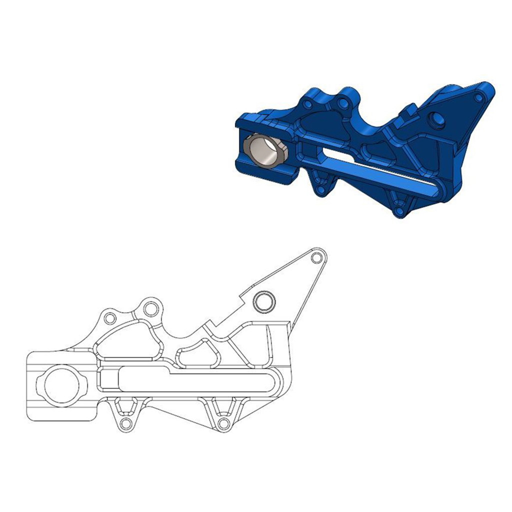 Moto-Master Bremssattel-Adapter Factory hinten 220 mm Ø blau