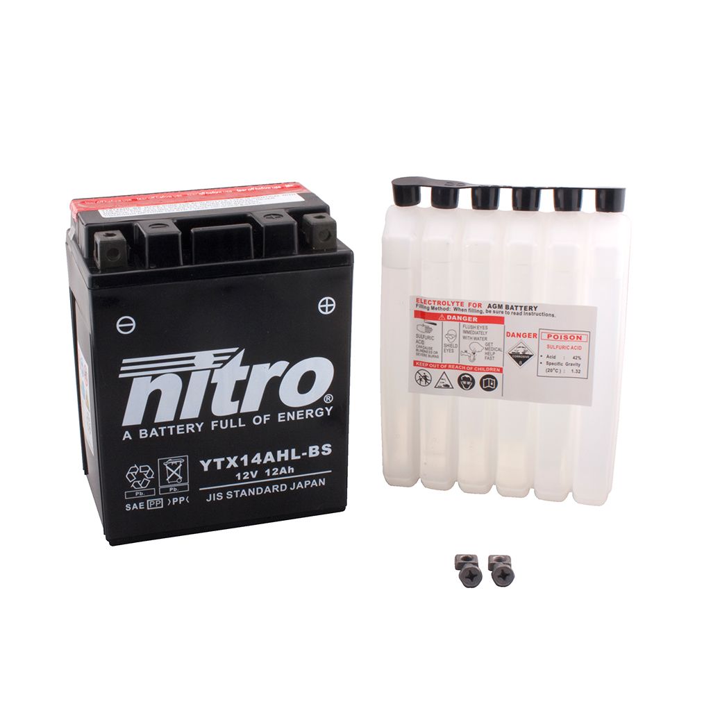 Nitro Batterie 12V 12AH YTX14AHL-BS Wartungsfrei