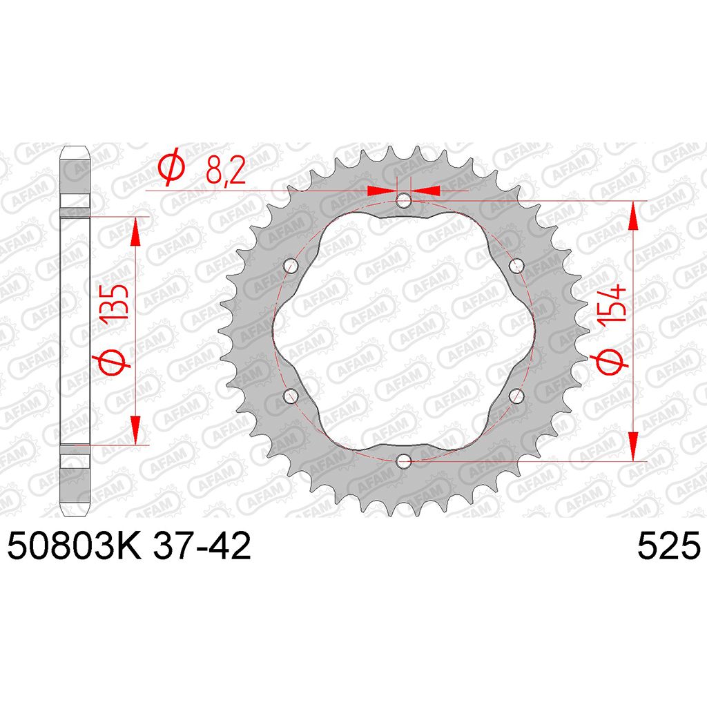 AFAM Kettenrad STAHL #525 PCD 37 Zähne