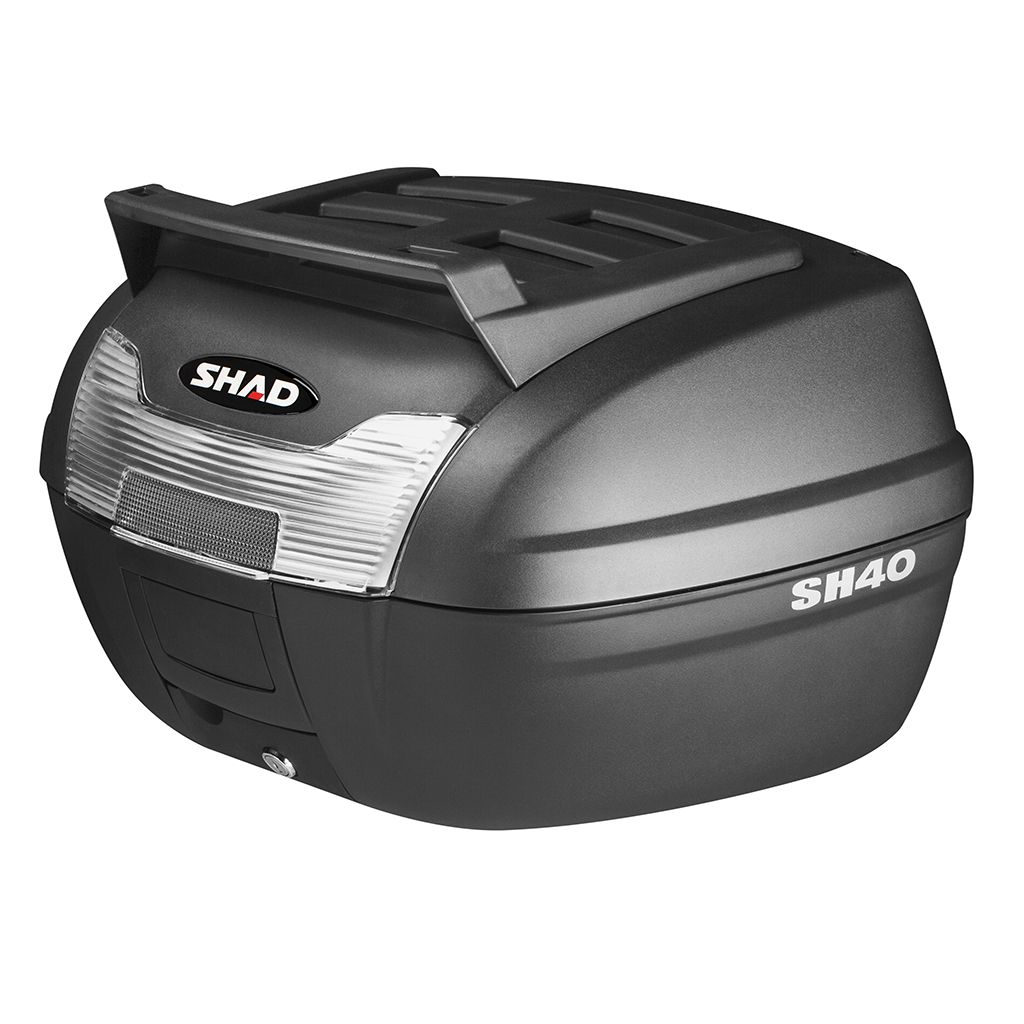 SHAD Topcase SH40 Cargo schwarz mit weißem Reflektor mit Trägerplatte