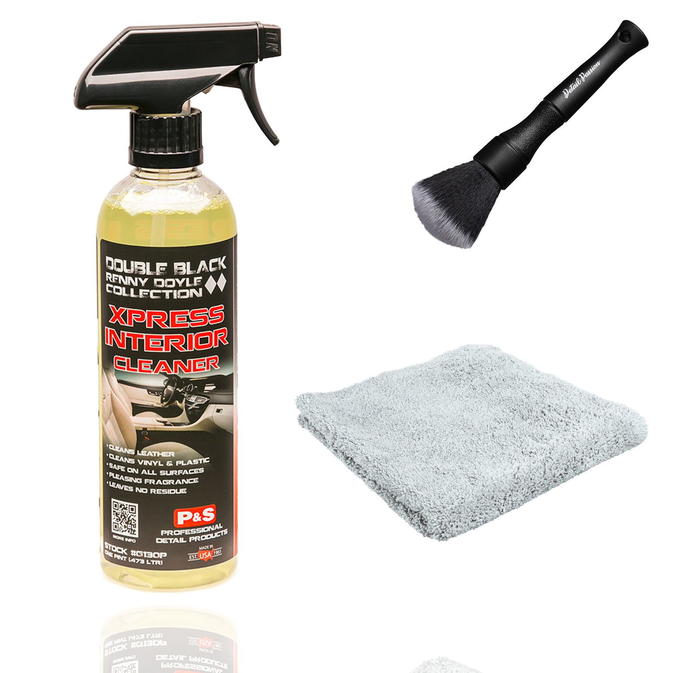 Set Detailing Interior Auto: P&S Xpress Interior Cleaner 473 ml, Mikrofasertuch, Pinsel