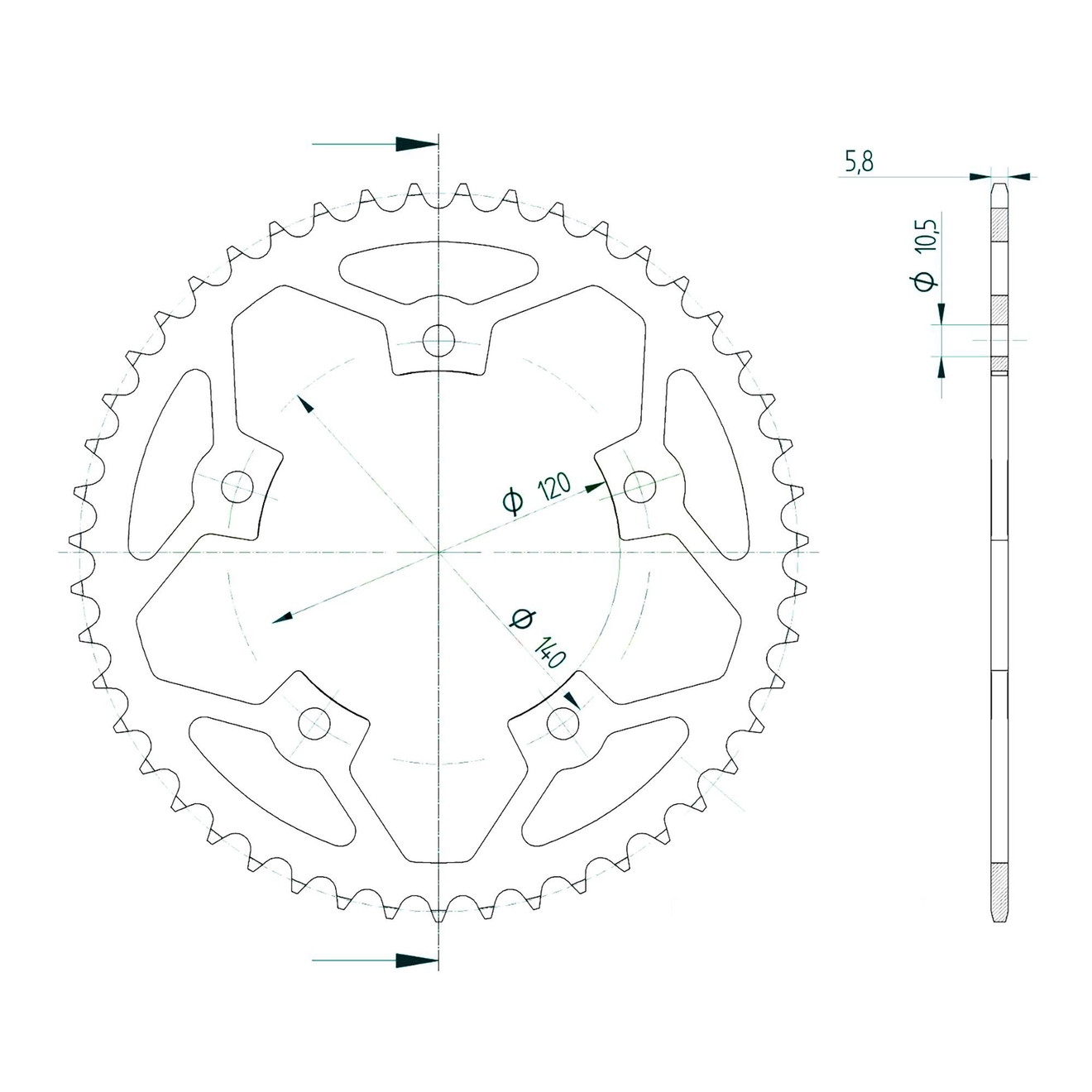 Esjot Kettenrad STAHL #520 45 Zähne