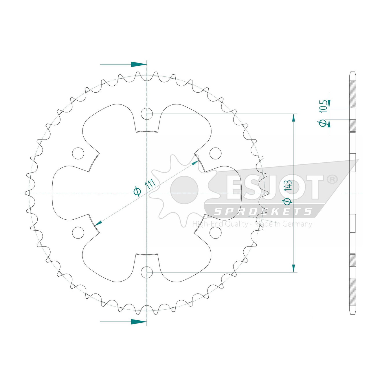 Esjot Kettenrad 50-32178-42 STAHL #520 42 Zähne