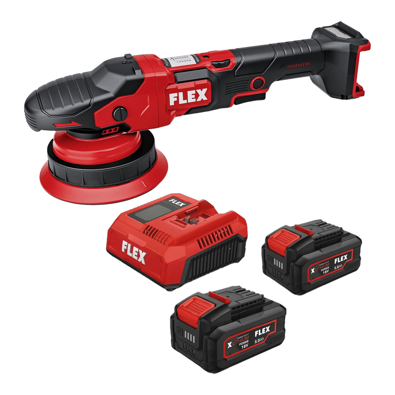 Flex Polizor Excentric cu Acumulator XCE 18V Set cu Antrenare Forțată