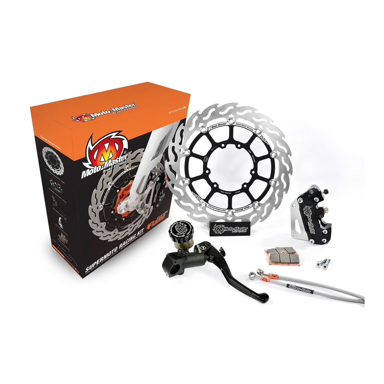 Moto-Master Supermoto Kit 320 Flame Bremsscheibe Bremssattel Bremspumpe