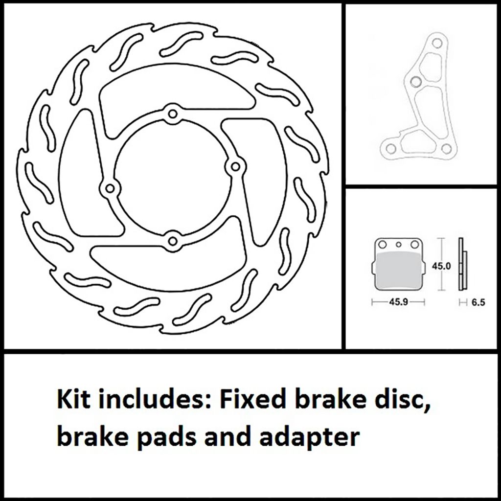 Moto-Master Oversize Kit 260mm Flame Bremsscheibe Adapter Beläge