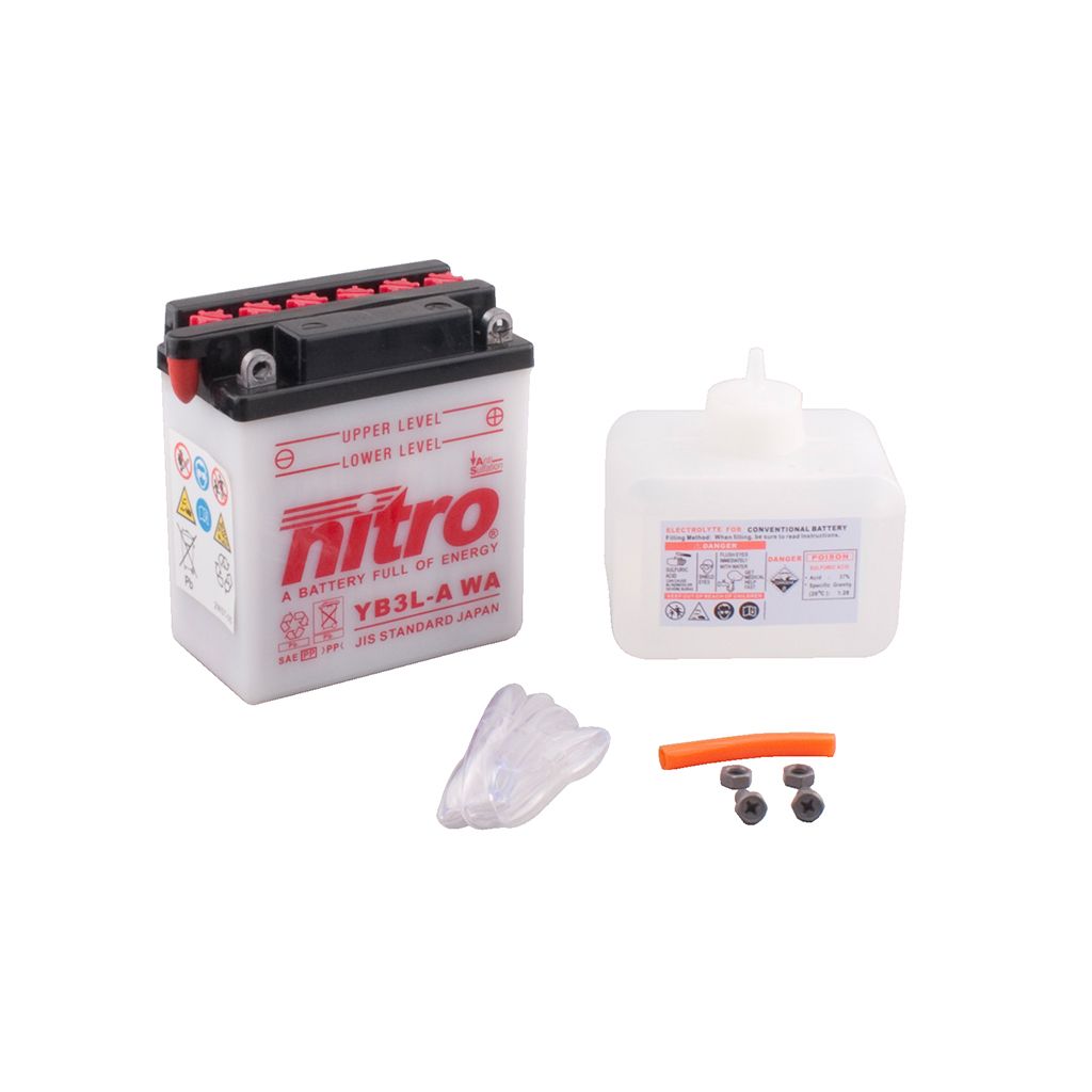 Nitro Batterie 12V 3AH YB3L-A Blei-Säure HC 50312 mit Säurepack