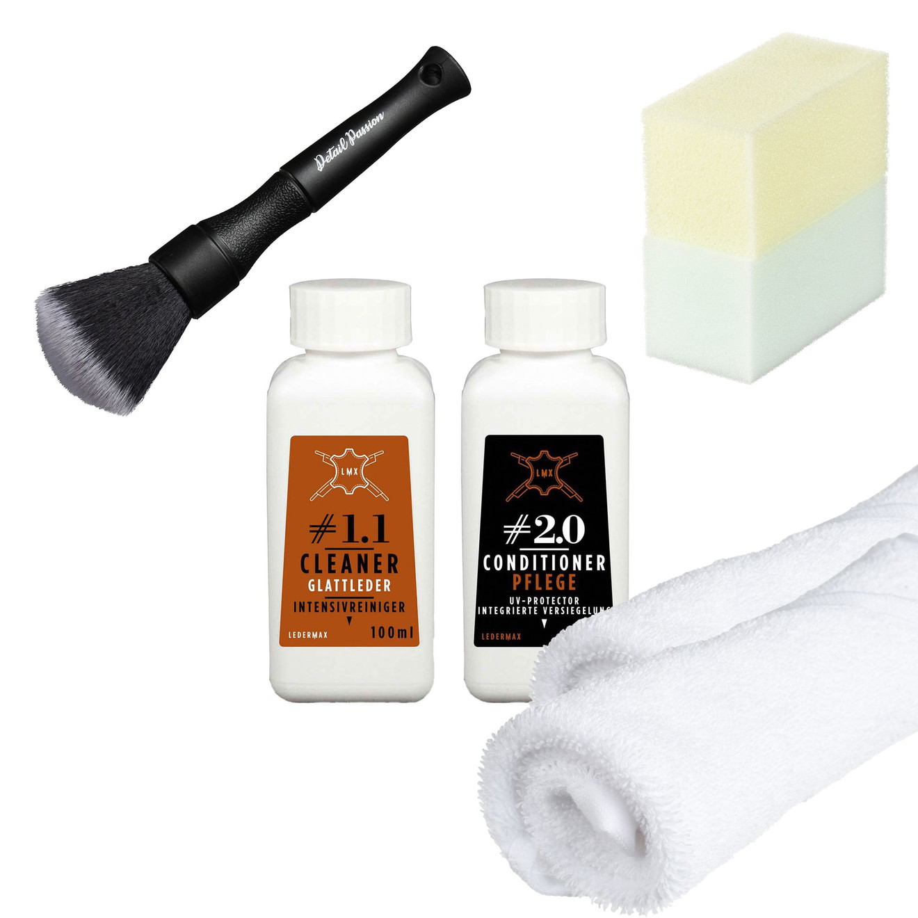 Set Îngrijire Piele DP: Soluție Curățare + Burete + Pensulă, 100ml