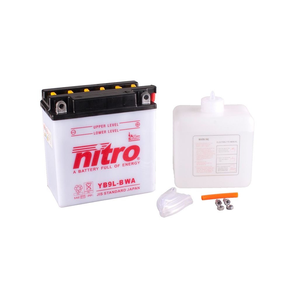 Nitro Batterie 12V 9AH YB9L-B Blei-Säure HC 50915 mit Säurepack