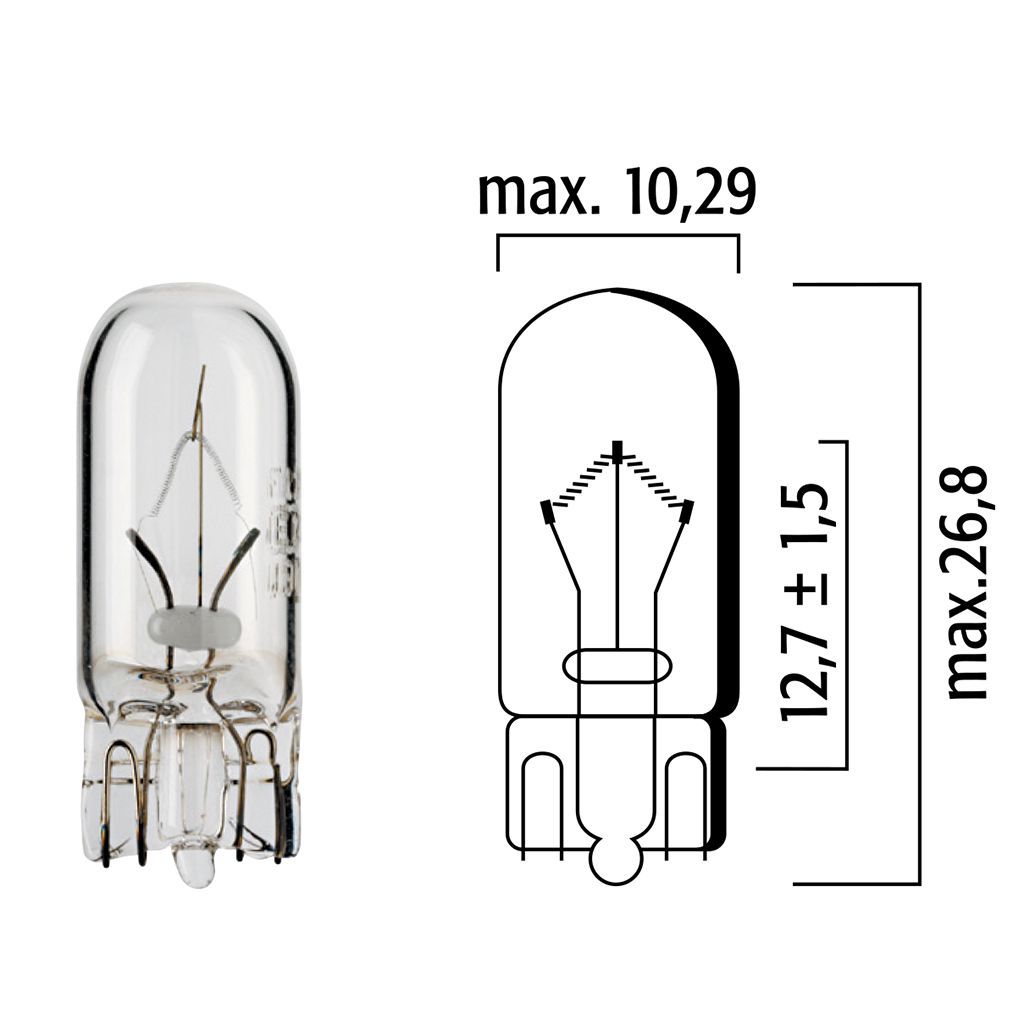 Flösser Lampen 12V 5W W2,1x9,5d Glassockel VPE10