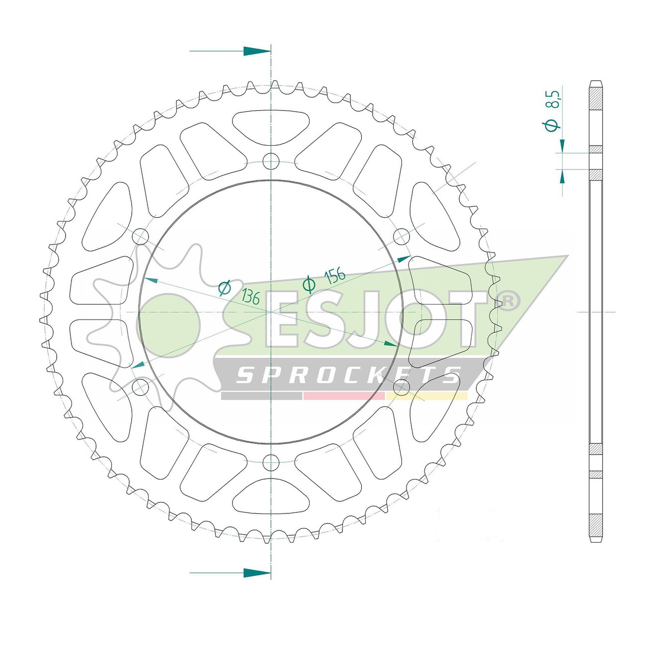 Esjot Kettenrad STAHL #428 58 Zähne
