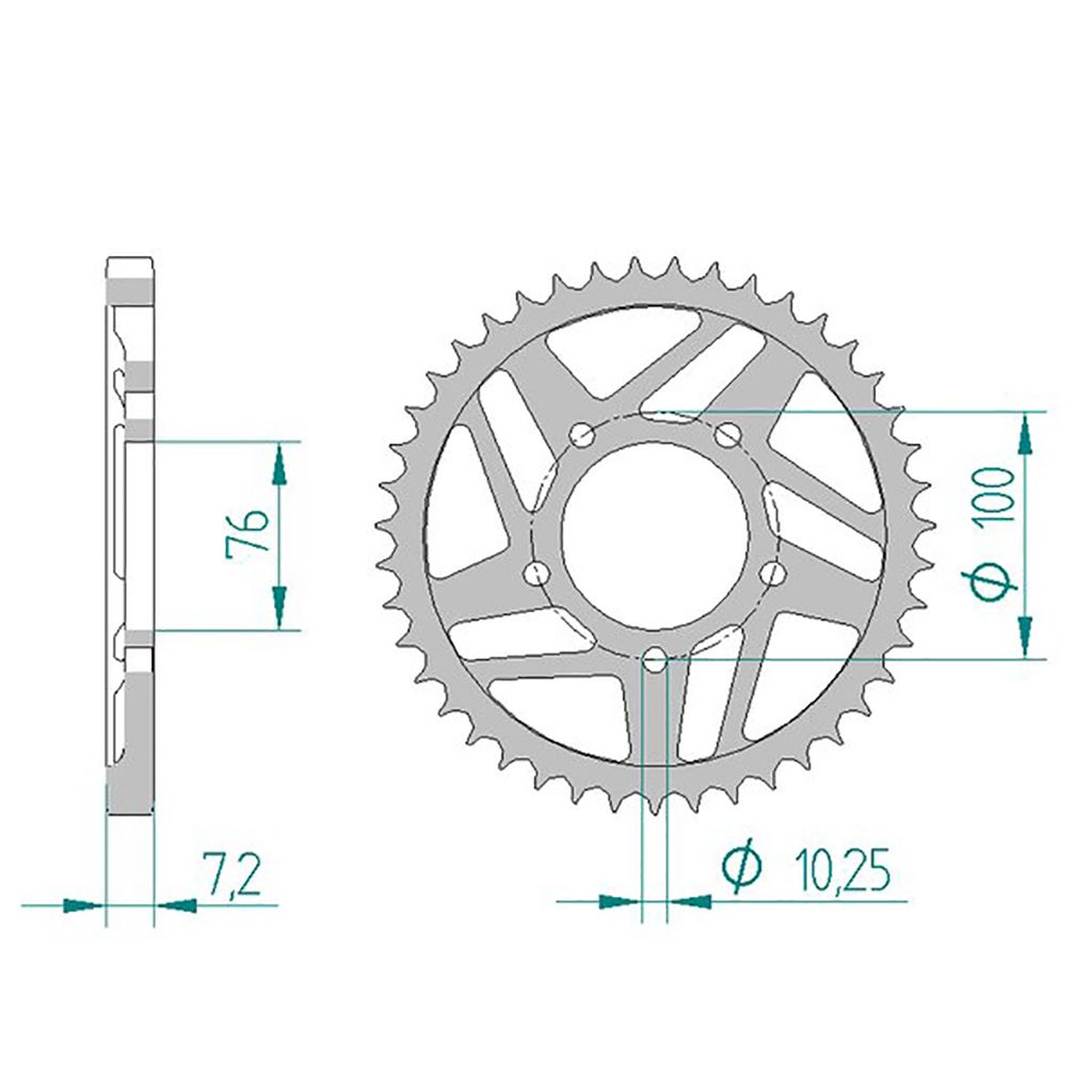 AFAM Kettenrad STAHL #525 R1/R6 44 Zähne