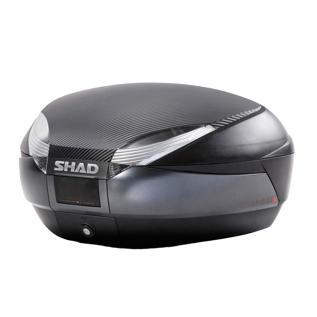 SHAD Topcase SH48 Dunkelgrau Carbon Cover mit Rückenpolster und Trägerplatte