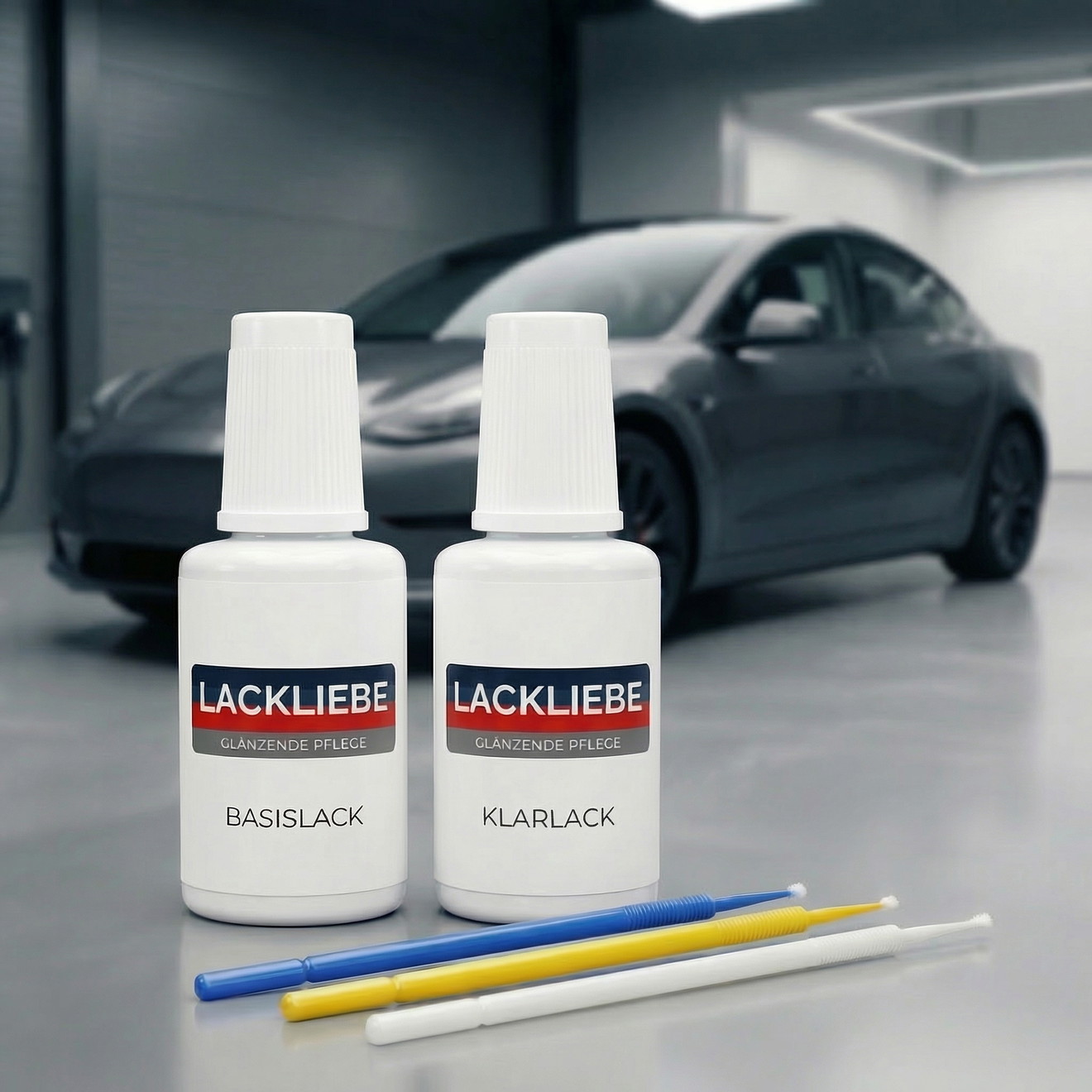 Lakstift Set Tesla Model X PPTI Titanium Metallic – 2 Tupfflessen