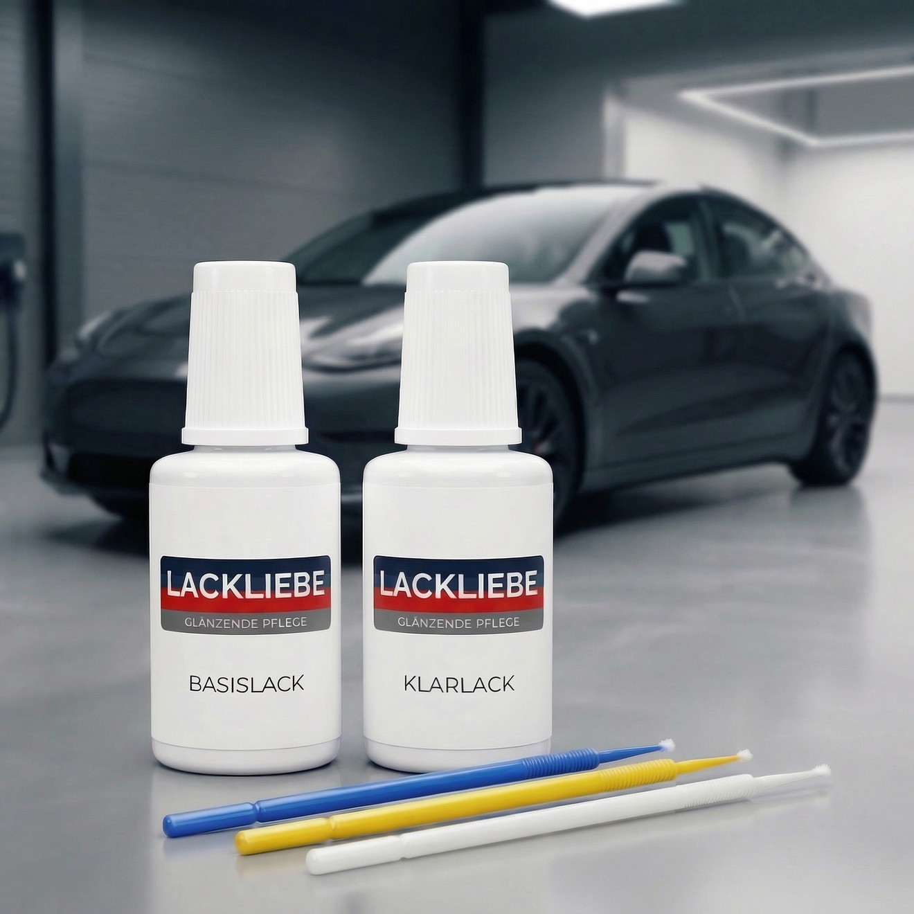 Lakkwast Set Tesla Model S PMNG Midnight Silver Metallic 2 Flacons