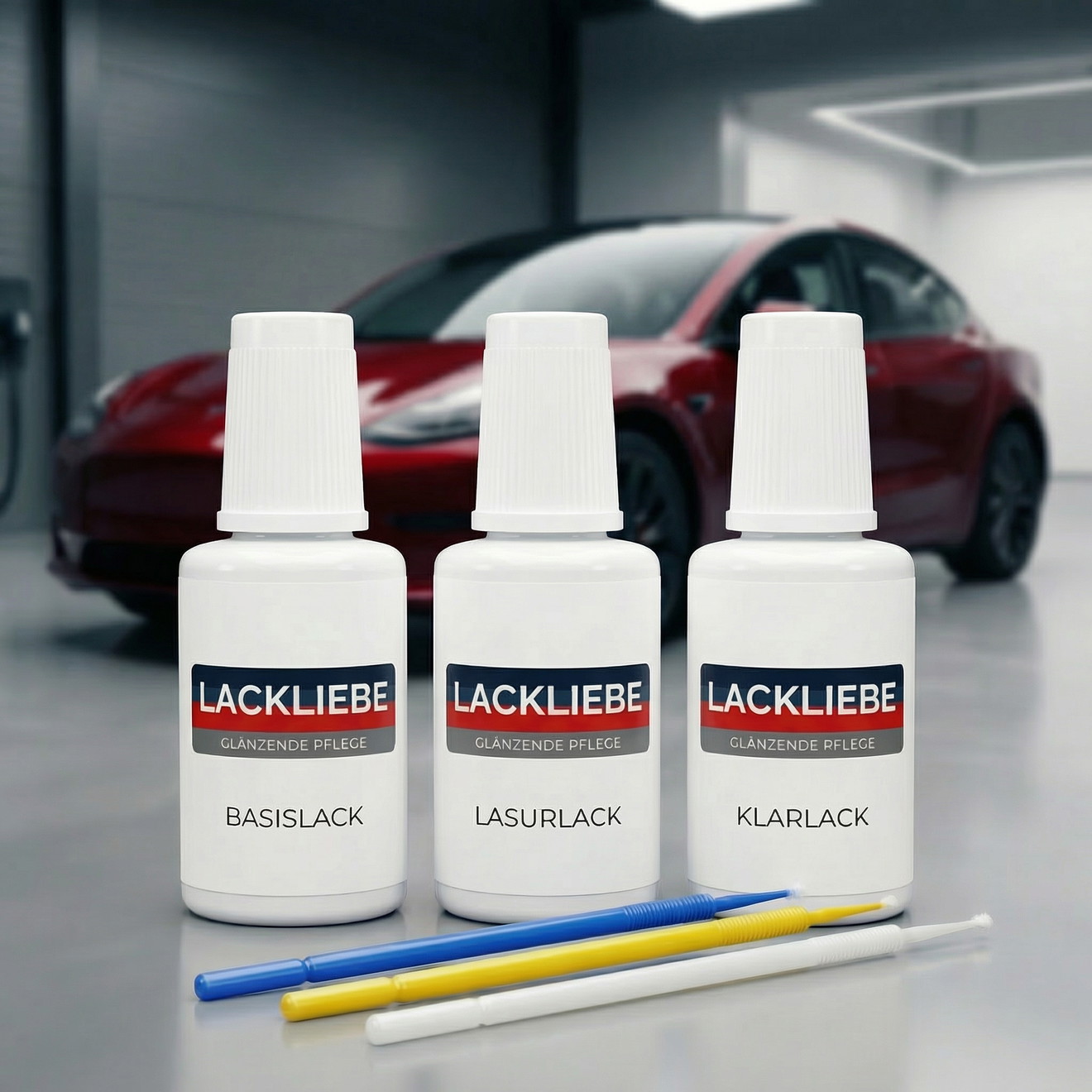 Lakstift Set Tesla Model 3 PPMR Red Multi-Coat 3 Tupfflesjes