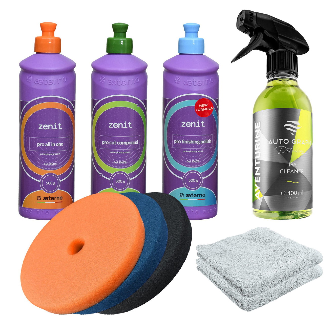 AETERNO Auto Polituren + Therminator Pads 125mm Bundle