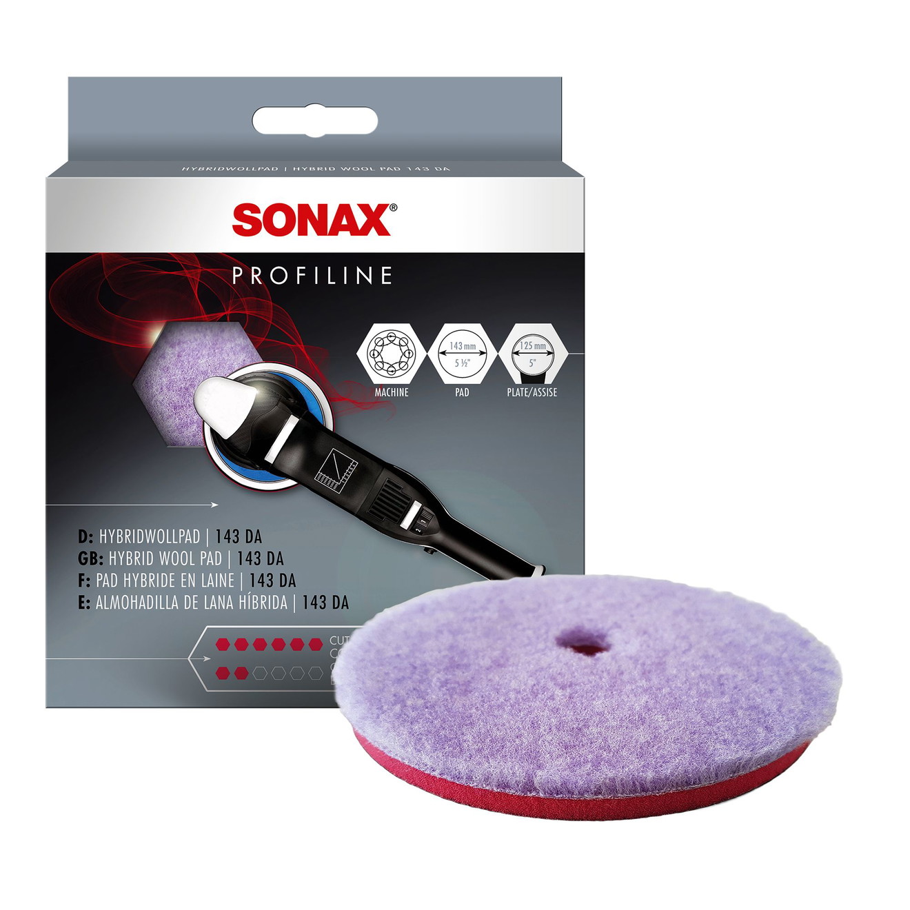 SONAX Polierpad 125mm HybridWollPad Snijden Ø 130/143mm