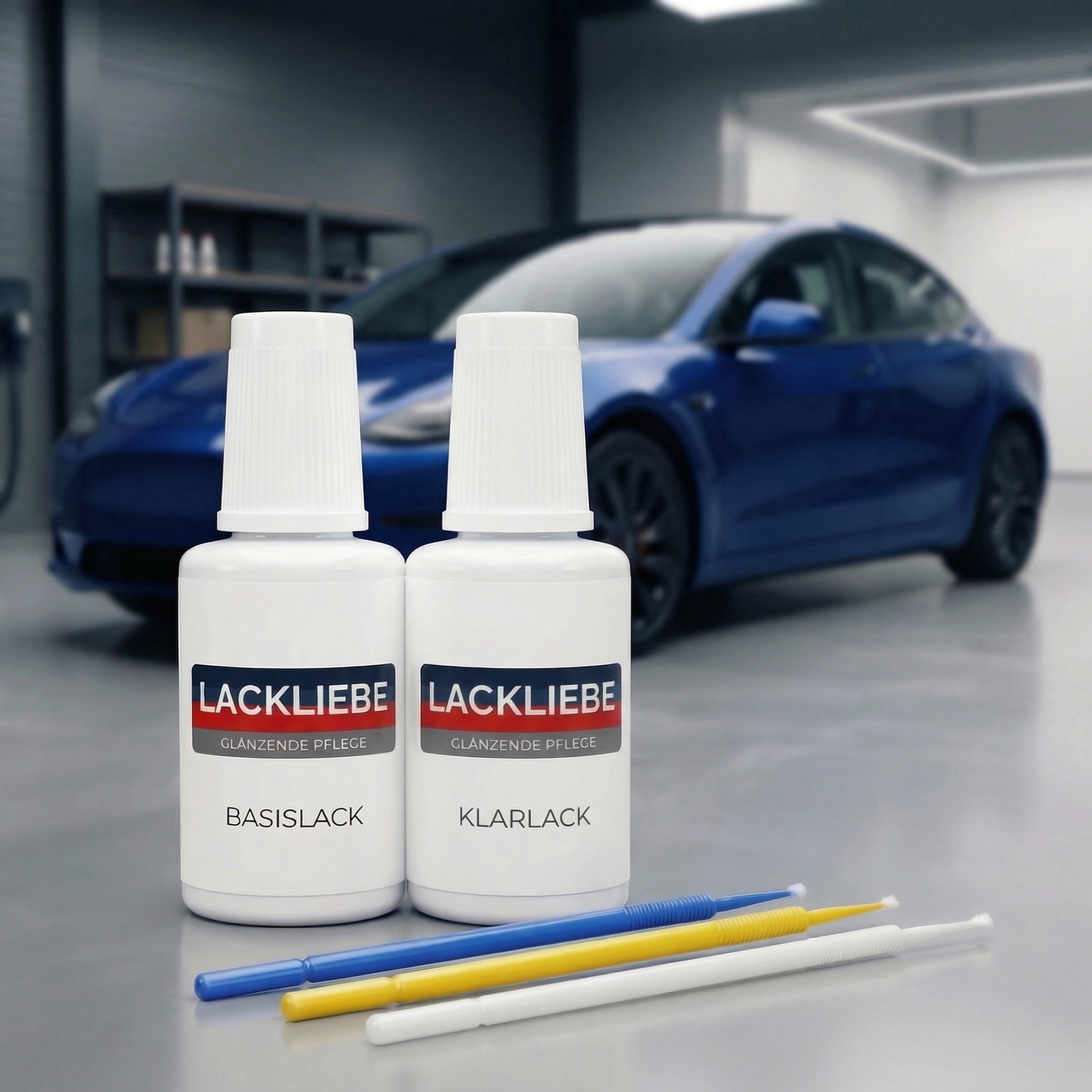 Lakpenseel Set Tesla Model X PPSB Deep Blue Metallic 2 flessen